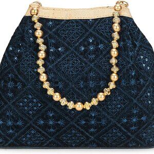 Ethnic Silk Potli Handbag Embroidered Evening Clutch for Women